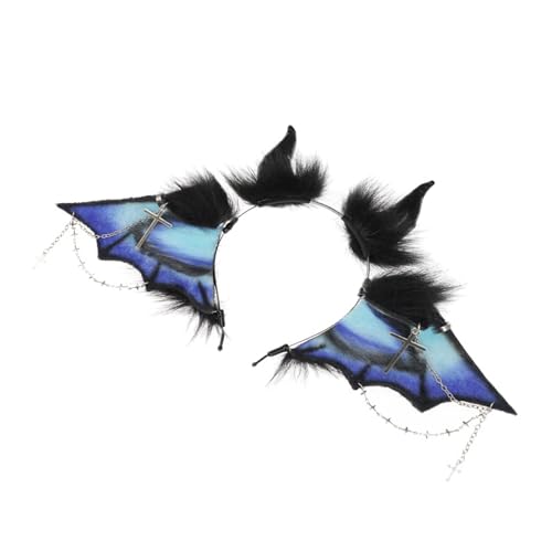 Anime-Haarband, pelziges Kruzifix, Fledermausflügel, Haarreif, Halloween, Verkleidung, Haarband, Kostüm, Requisiten, Maskerade, Outfit, Kopfbedeckung, Halloween-Themen-Zubehör von Morain