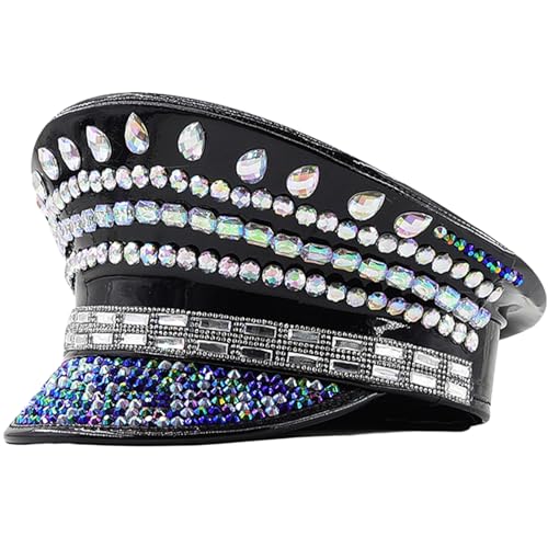 Braut-Hochzeitshut mit Dekor, Bühnenshow-Hut, schwarz, Bühnenauftritte für Halloween, Weihnachten, für Frauen, Strass, bunte Kapitänshüte Braut-Hochzeitshut mit Dekor, Bühnenshow-Hut, schwarz, Bühnenauftritte für Halloween, Weihnachten, für Frauen, Strass, bunte Kapitänshüte von Morain
