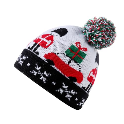 Für kreatives Geschenk, Wollmütze, Kinder, Auto, Weihnachten, gestrickt, Weihnachtsmannmütze, Weihnachten, für Kinder, Festival, Urlaub, P Mützen, Erwachsene, Männer, Frauen, Baby von Morain