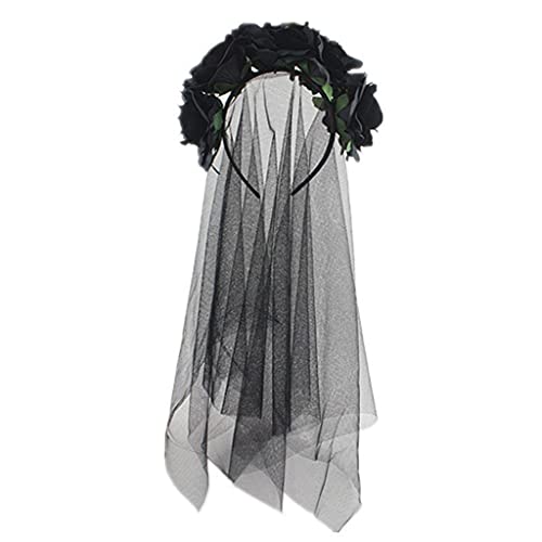 Halloween Haarreifen Mesh Spitze Blume Stirnband Thema Party Kopfschmuck Karneval Cosplay Haarschmuck Halloween Schleier Stirnband Blume von Morain