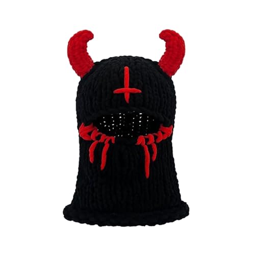 Halloween-Kappen mit Teufelshörnern, atmungsaktiv, warm, halbe Gesichtsbedeckung, Erwachsene, Cosplay, Kostüm, Hut, Party-Requisiten, Gesicht, Cosplay, Party, Kopfbedeckung Halloween-Kappen mit Teufelshörnern, atmungsaktiv, warm, halbe Gesichtsbedeckung, Erwachsene, Cosplay, Kostüm, Hut, Party-Requisiten, Gesicht, Cosplay, Party, Kopfbedeckung von Morain