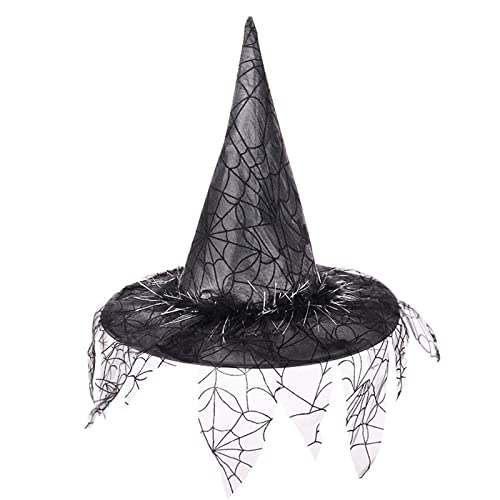 Hexenhüte Mit Schleier Für Frauen Halloween Big Party Hats Wizard Magican Halloween Kopfschmuck Party Gefälligkeiten von Morain