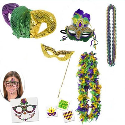 Mardi Gras Kostüm Set Accessoires Für Karnevalsfeier Pailletten Perlen Halskette Gesichtsmaske Fett Dienstag Dekoration Mardi Gras Kostüm Set Accessoires Für Karnevalsfeier Pailletten Perlen Halskette Gesichtsmaske Fett Dienstag Dekoration von Morain
