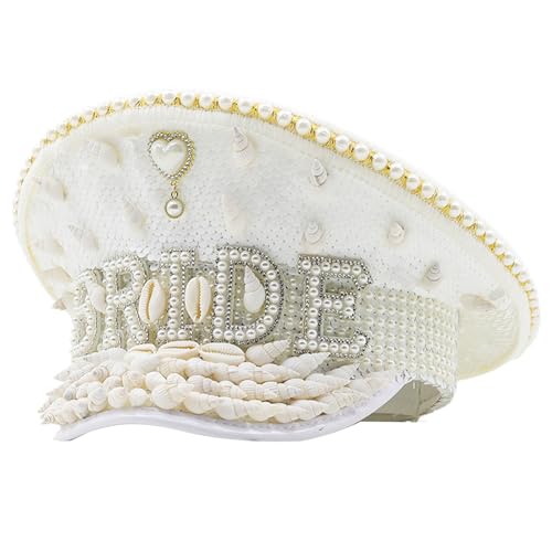 Morain Conch Pearls Bridal Für Hochzeit Cosplay Party Kostüm Blingbling Navy Bühnenbühnen Auftritte Requisite Militärhat von Morain