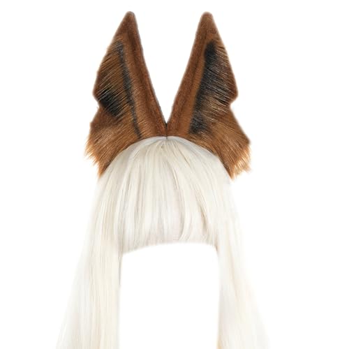 Morain Cosplay Schakalohren, Tierohren-Haarreif, pelziger Schakal, Karneval, Party, handgefertigt, pelzig, Party, Kostüm, Teufel, Wolfsohren, Stirnband-Set von Morain