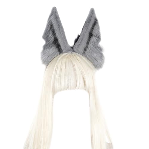 Morain Cosplay Schakalohren, Tierohren-Haarreif, pelziger Schakal, Karneval, Party, handgefertigt, pelzig, Party, Kostüm, Teufel, Wolfsohren, Stirnband-Set von Morain
