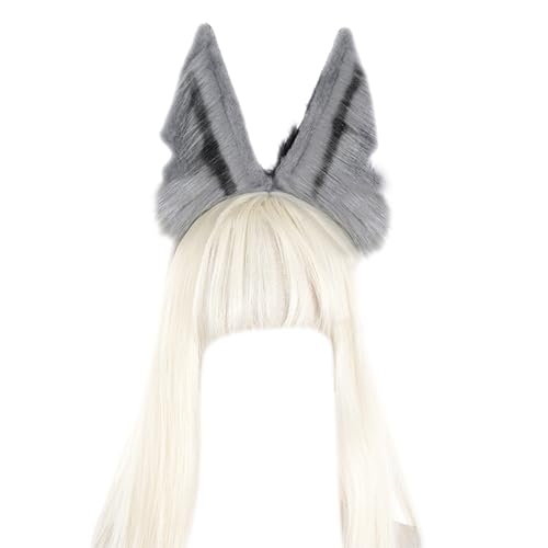 Morain Cosplay Schakalohren, Tierohren-Haarreif, pelziger Schakal, Karneval, Party, handgefertigt, pelzig, Party, Kostüm, Teufel, Wolfsohren, Stirnband-Set von Morain