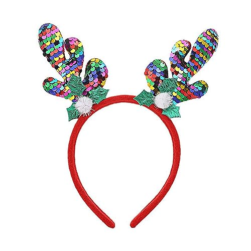 Morain Festliches Weihnachts-Horn-Stirnband mit bunten Pailletten, Haarband für Halloween, Cosplay, Zubehör, Weihnachts-Stirnbänder Morain Festliches Weihnachts-Horn-Stirnband mit bunten Pailletten, Haarband für Halloween, Cosplay, Zubehör, Weihnachts-Stirnbänder von Morain