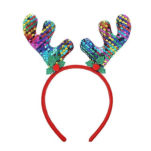 Morain Festliches Weihnachts-Horn-Stirnband mit bunten Pailletten, Haarband für Halloween, Cosplay, Zubehör, Weihnachts-Stirnbänder Morain Festliches Weihnachts-Horn-Stirnband mit bunten Pailletten, Haarband für Halloween, Cosplay, Zubehör, Weihnachts-Stirnbänder von Morain
