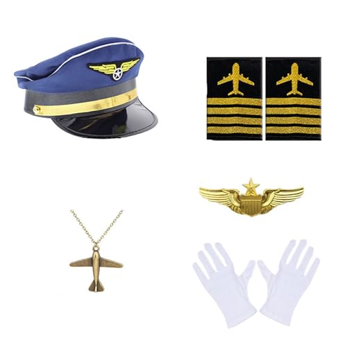 Morain Fluggesellschaftskapitän Kostüm Zubehör Kapitän Uniform Epauletten Hut Krawatte Flugbegleiterin Stewardess Rollenspiel Outfit Morain Fluggesellschaftskapitän Kostüm Zubehör Kapitän Uniform Epauletten Hut Krawatte Flugbegleiterin Stewardess Rollenspiel Outfit von Morain