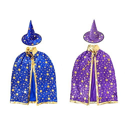 Morain Hexenumhang für Kinder und Erwachsene, Halloween-Hexenumhang, Partygeschenk für kreatives Zubehör, ab 6 Jahren, Zauberer-Umhänge mit Sternen, 2 Stück Morain Hexenumhang für Kinder und Erwachsene, Halloween-Hexenumhang, Partygeschenk für kreatives Zubehör, ab 6 Jahren, Zauberer-Umhänge mit Sternen, 2 Stück von Morain