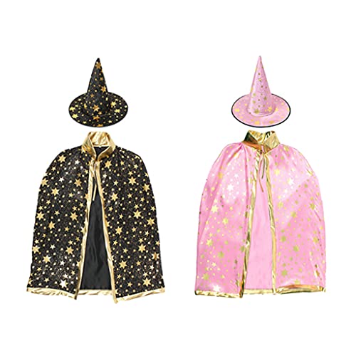 Morain Hexenumhang für Kinder und Erwachsene, Halloween-Hexenumhang, Partygeschenk für kreatives Zubehör, ab 6 Jahren, Zauberer-Umhänge mit Sternen, 2 Stück Morain Hexenumhang für Kinder und Erwachsene, Halloween-Hexenumhang, Partygeschenk für kreatives Zubehör, ab 6 Jahren, Zauberer-Umhänge mit Sternen, 2 Stück von Morain
