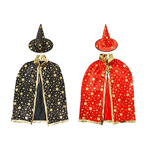 Morain Hexenumhang für Kinder und Erwachsene, Halloween-Hexenumhang, Partygeschenk für kreatives Zubehör, ab 6 Jahren, Zauberer-Umhänge mit Sternen, 2 Stück Morain Hexenumhang für Kinder und Erwachsene, Halloween-Hexenumhang, Partygeschenk für kreatives Zubehör, ab 6 Jahren, Zauberer-Umhänge mit Sternen, 2 Stück von Morain