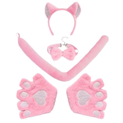 Morain Katzenkostüm-Set, Katzenohren, Schwanz, Handschuh, Fliege, Tier-Kostüm, Zubehör, Erwachsene, Kinder für Halloween Morain Katzenkostüm-Set, Katzenohren, Schwanz, Handschuh, Fliege, Tier-Kostüm, Zubehör, Erwachsene, Kinder für Halloween von Morain