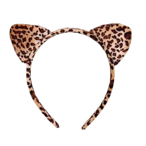 Morain Leoparden-Druck, Katzenohren-Haarreif mit abnehmbarem Schwanz, bequemes Kostüm-Party-Zubehör für Halloween, Cosplay, niedliches Leopardenmuster, Kostümzubehör von Morain