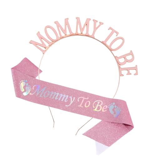 Morain Mode Schwangere Feier Zubehör Gürtel Kronen Set Stirnband Party Ornament Feier Kopfschmuck für Partys Babyparty Dekorationsset von Morain