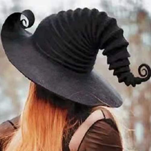 Morain Modischer großer gerüschter Halloween-Hexenhut, abgewinkelt, beliebt für kreative Requisiten, Geschenke für Halloween, Party, Gastgeschenk, Zauberer mit Sternen, Umhang, Umhang, für Erwachsene von Morain