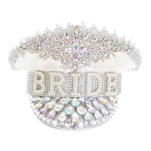 Morain Pailletten Sergeant Hut mit Strass Braut Dusche Hut Junggesellinnenabschied Cosplay Braut Kapitän Coole Kopfschmuck Party von Morain