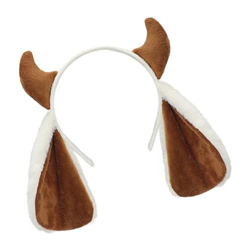 Morain Plüsch-Stirnband aus Schafhorn, grau-weiß, pelzige Ohren, Kostümzubehör für Partys und Cosplay, bequemes Tragen, pelziges Tierohr-Accessoire von Morain