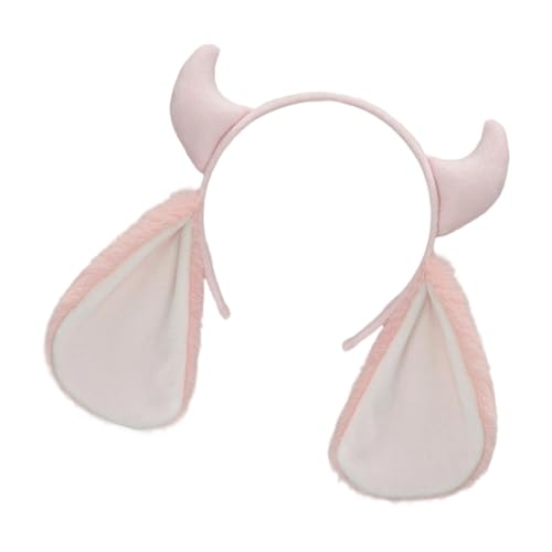 Morain Plüsch-Stirnband aus Schafhorn, grau-weiß, pelzige Ohren, Kostümzubehör für Partys und Cosplay, bequemes Tragen, pelziges Tierohr-Accessoire von Morain