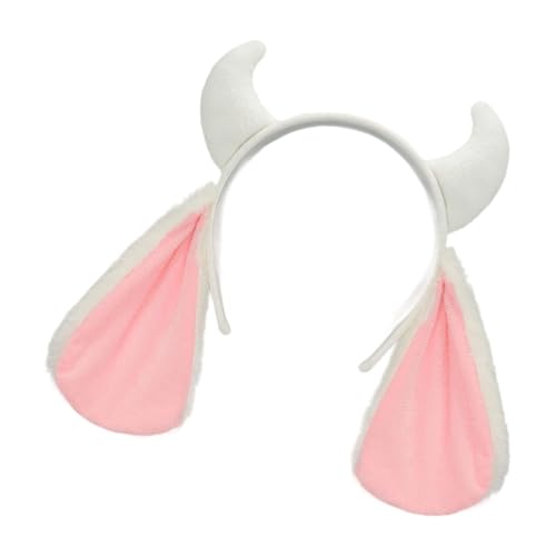 Morain Plüsch-Stirnband aus Schafhorn, grau-weiß, pelzige Ohren, Kostümzubehör für Partys und Cosplay, bequemes Tragen, pelziges Tierohr-Accessoire von Morain