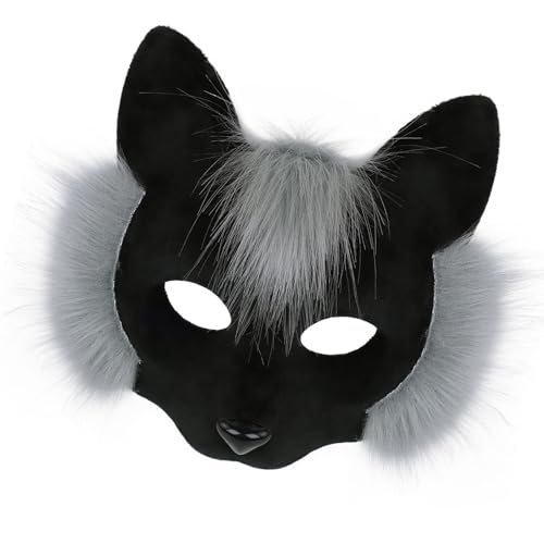 Morain Praktisches Halbgesichts-Füchs-Cosplay-Zubehör, bequemes Tragen, Gesichtsrequisiten für Halloween, Kosmetik, Karneval, Rollenspiel-Zubehör von Morain
