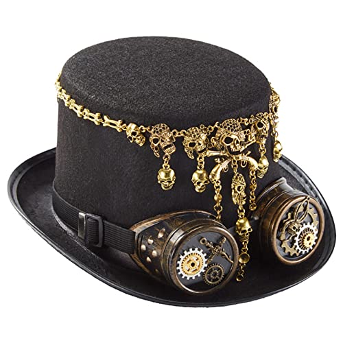 Morain Punkstil Brille Top Ausrüstung Kette Skelett Steampunk Hat Victorian Halloween Für Halloween Party Morain Punkstil Brille Top Ausrüstung Kette Skelett Steampunk Hat Victorian Halloween Für Halloween Party von Morain
