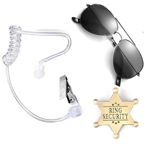 Morain Secret Security Guard Kostüm Zubehör für Herren Cosplay Kostüm mit Brille, Ohrstück und Abzeichen von Morain