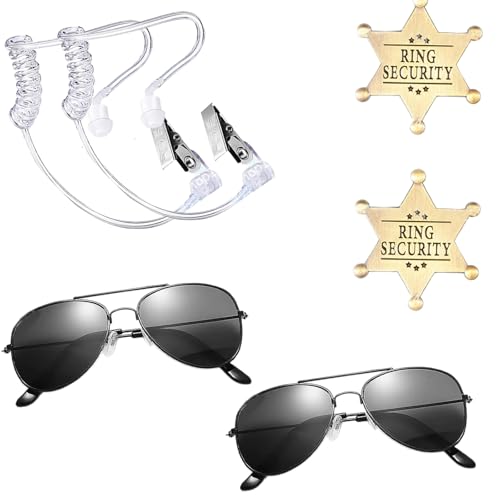 Morain Secret Security Guard Kostüm Zubehör für Herren Cosplay Kostüm mit Brille, Ohrstück und Abzeichen von Morain