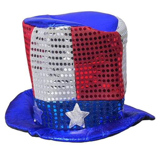 Morain US Flaggen Pailletten Independence Day Celebration Head Accessoires Carnival Party Glitzer Flacher Top Patriotische Kappe Morain US Flaggen Pailletten Independence Day Celebration Head Accessoires Carnival Party Glitzer Flacher Top Patriotische Kappe von Morain