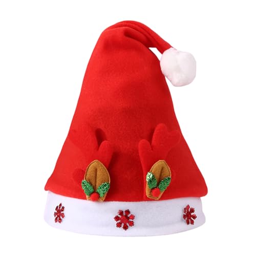 Morain Verstellbare Größe, Weihnachtsmannmützen für Weihnachtsfeier, weiche und bequeme Mütze mit Geweih und Schneeflocken-Party Morain Verstellbare Größe, Weihnachtsmannmützen für Weihnachtsfeier, weiche und bequeme Mütze mit Geweih und Schneeflocken-Party von Morain