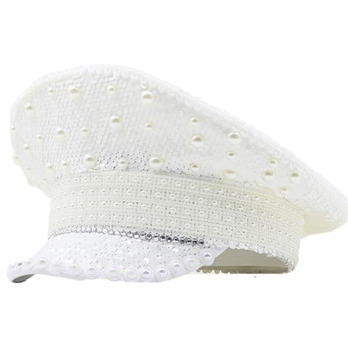 Pailletten-Brauthut, Hut, Hochzeit, Halloween, Party, Kapitänskappe, Reisen, Fotografieren, Hochzeit, Offizier für Frauen, Strass für Frauen, bunte Kapitänshüte Pailletten-Brauthut, Hut, Hochzeit, Halloween, Party, Kapitänskappe, Reisen, Fotografieren, Hochzeit, Offizier für Frauen, Strass für Frauen, bunte Kapitänshüte von Morain