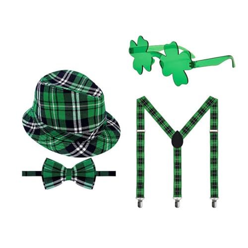 Patrick Day grünes Kostüm-Zubehör, Kleeblatt, irischer Nationalfeiertag, Party-Requisiten, Zubehör, 4 Stück, irisches Themen-Zubehör für Partys Patrick Day grünes Kostüm-Zubehör, Kleeblatt, irischer Nationalfeiertag, Party-Requisiten, Zubehör, 4 Stück, irisches Themen-Zubehör für Partys von Morain