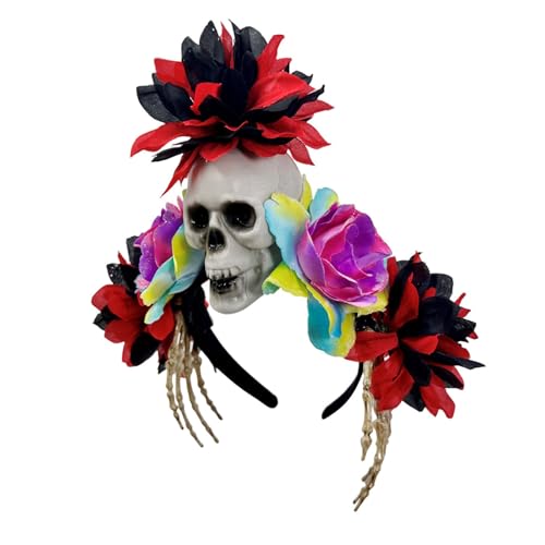 Realistisches Totenkopf-Skelett-Handhaarband für Halloween-Kostümpartys und gruselige Veranstaltungen, mit bunten Blumen, für Damen und Herren, Halloween-Haarreif mit Skelett-Hand Realistisches Totenkopf-Skelett-Handhaarband für Halloween-Kostümpartys und gruselige Veranstaltungen, mit bunten Blumen, für Damen und Herren, Halloween-Haarreif mit Skelett-Hand von Morain
