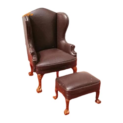 Schlafzimmer Ledersofa Dunkles Sofa Miniaturmöbel Modell Puppenhäuser Couch Zubehör Realistisches Spielset 1:12 von Morain