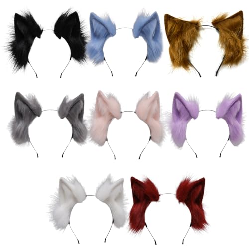 Stirnbänder, für Katze Faux Ohren Stirnband Einfarbig Plüsch Cosplay Tier Haar Hoop von Morain