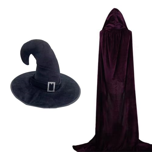 Totumhang aus Samt für Erwachsene, mit passendem Hexenhut, Sense und Handschuhen, Set für Halloween und Hexe, Cosplay, Kostüm, Partys, Samt, Vampirumhang Totumhang aus Samt für Erwachsene, mit passendem Hexenhut, Sense und Handschuhen, Set für Halloween und Hexe, Cosplay, Kostüm, Partys, Samt, Vampirumhang von Morain