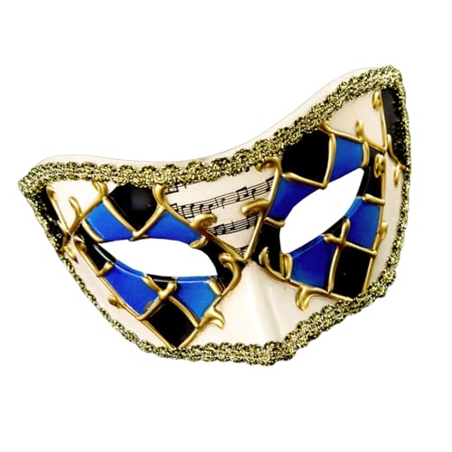 Unisex elegante Maskerade Halbgesichtsabdeckung Vintage karierte Spitzeneinfassung Karneval Venezianer Augenmaske für Halloween-Party von Morain