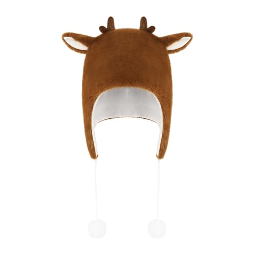 Warme dicke Wintermütze für Damen und Mädchen, Weihnachtsfeier, Hirschhorn, Plüschmütze, warm, Winter, Ski, Plüsch, pelzige Ohrenklappen von Morain