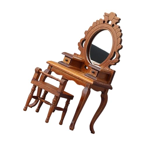 Winziges Kommoden-Hocker-Möbel-Set aus Holz, Maßstab 1:12, mit zarten Funktionen, für Enthusiasten und Kinder, kreative Miniatur-Schlafzimmer-Dekorationen für Puppenhäuser von Morain