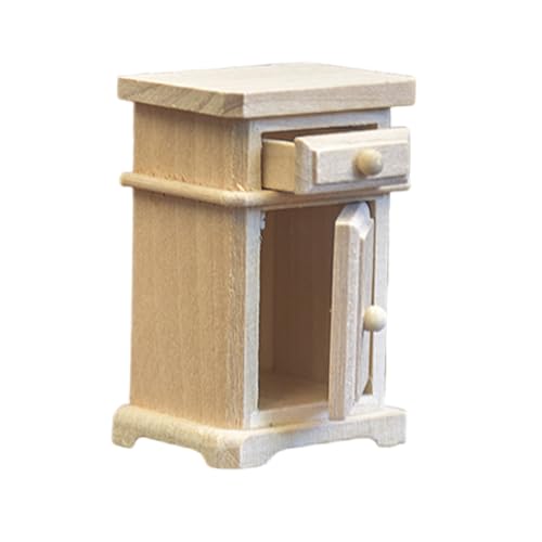 Wood Zakka Spielzeugfigur Bettständer Model Realistische Vintage Realistic Dolls House Tun Sich Vor Mädchen Geschenk Realistischer Nachttisch von Morain