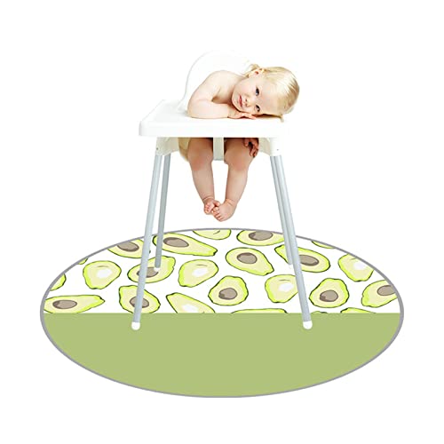 Morbuy Hochstuhl Bodenmatte Wasserdicht rutschfest, Karikatur Hochstuhl Spritzmatte Waschbar Spill Mat Spielmatte/Campingmatte/Krabbelmatte für Kinder Baby Kleinkind Fütterung (130x130cm,Avocado) von Morbuy