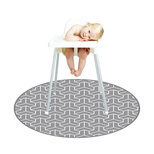 Morbuy Hochstuhl Bodenmatte Wasserdicht Rutschfest, Karikatur Hochstuhl Spritzmatte Waschbar Spill Mat Spielmatte/Campingmatte/Krabbelmatte für Kinder Baby Kleinkind Fütterung (130x130cm,Geometrie) von Morbuy