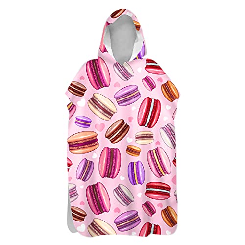 Morbuy Kinder Badeponcho mit Kapuze, 3D Dessert Druck Bademantel Mikrofaser Weich Badetuch Schnelltrocknend Surf Poncho für Mädchen Jungen Erwachsene Schwimmen Strand (80x110cm,Rosa Liebe) von Morbuy