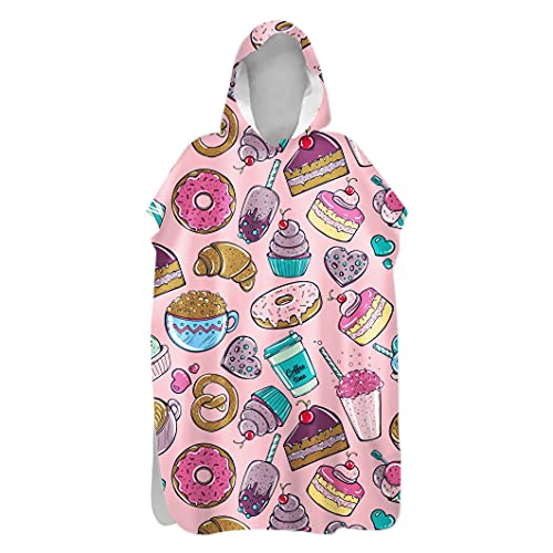 Morbuy Kinder Badeponcho mit Kapuze, 3D Gourmet Druck Bademantel Mikrofaser Weich Badetuch Schnelltrocknend Surf Poncho für Mädchen Jungen Erwachsene Schwimmen Strand (60x80cm,Getränk) von Morbuy