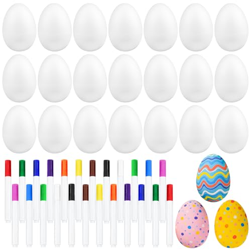 Morcheiong 24 Stück Weiße Plastik Eier Shakers Musikinstrumente, Ostereier Geschenke, Eier Maracas Schütteler für Kinder, DIY-Set mit 24 Stück Mehrfarbigen Stiften Morcheiong 24 Stück Weiße Plastik Eier Shakers Musikinstrumente, Ostereier Geschenke, Eier Maracas Schütteler für Kinder, DIY-Set mit 24 Stück Mehrfarbigen Stiften von Morcheiong