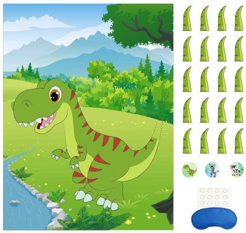 Morcheiong Pin The Tail on The Dinosaur Party Game with 48 Tails for Dinosaur Party Favors Kids Birthday Party Supplies Boys Party Decorations von Morcheiong