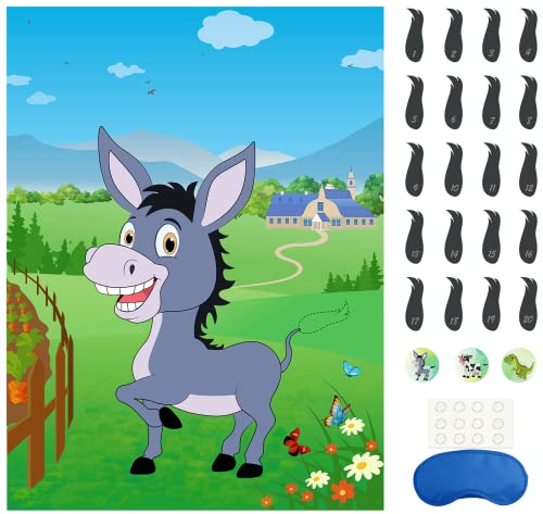 Morcheiong Pin The Tail on The Donkey Partyspiel mit 48 Schwänzen für Kindergeburtstagsparty-Zubehör, Esel-Partygeschenke, Bauernhof-Partydekorationen Morcheiong Pin The Tail on The Donkey Partyspiel mit 48 Schwänzen für Kindergeburtstagsparty-Zubehör, Esel-Partygeschenke, Bauernhof-Partydekorationen von Morcheiong