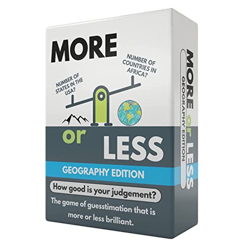 More or Less Geography-Edition Kartenspiel - Wie gut ist deine Intuition?, ab 2 Spieler, Erwachsene und Kinder von More or Less