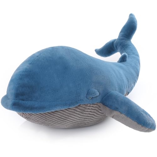 MorisMos 110cm lang riesen Wal Kuscheltier XXL, groß Blauwal Stofftier Plüschtier, weich Plüschwal bluewahle als Geburtstag Weihnachten Geschenk für Kinder Babys von MorisMos